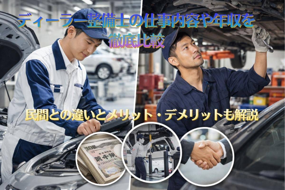 ディーラー整備士の仕事内容や年収を徹底比較｜民間との違いとメリット・デメリットも解説